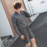 fashion zipper men rompers new summer long sleeve drawstring jumpsuit cargo pockets tops trousers black one piece suits overalls utility cargo pants