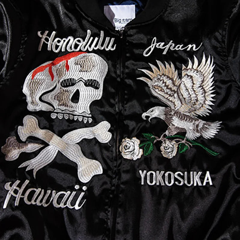 retro black embroidery jacket outwear men vintage skull floral mens jackets and coats japanese streetwear hip hop bomber nan  - variant style b337f7 for streetwear fashion