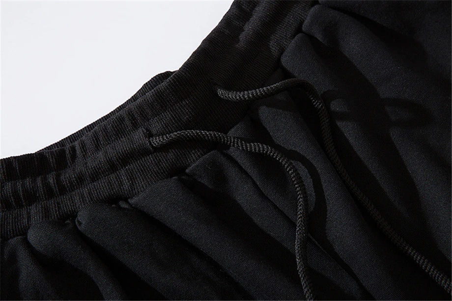 hip hop ribbons cargo pants men joggers pants streetwear men 2023 fashion mens elastic waist pant ribbons cotton black hw203 unique joggers style 2439