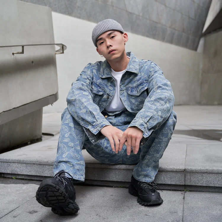mens embroidery denim jackets fashion turn down collar long sleeve jean outerwear new spring casual streetwear jeans nan jack - variant style 7a1b23 for streetwear fashion