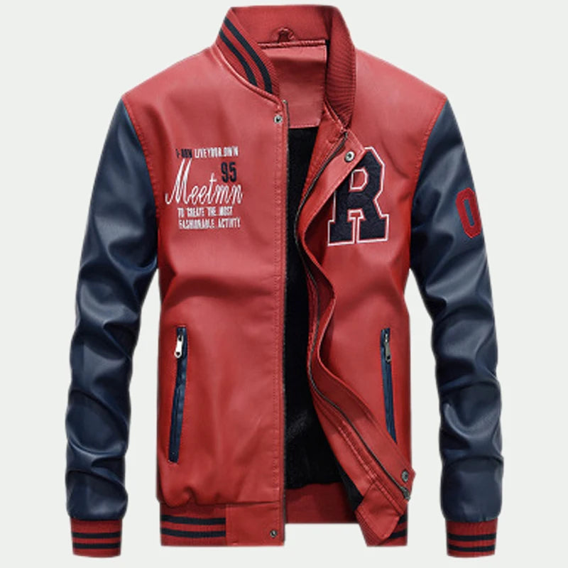 Embroidery Baseball Jackets Mens Fashion Pu Leather Coats 2018 New Hip Hop Streetwear Winter Warm Bomber Jacket Outwear