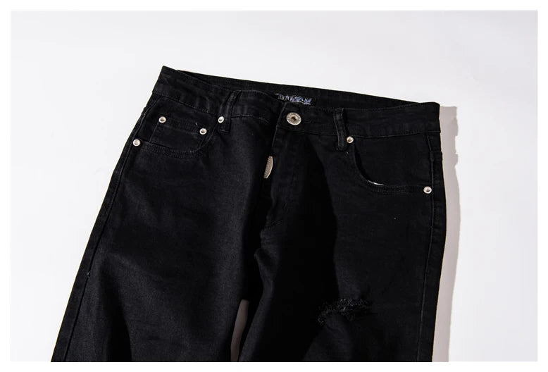 bottom graffiti printed zipper denim jeans mens ripped knee hole biker jean motorcycle slim trousers streetwear hip hop pants unique jeans style 2717