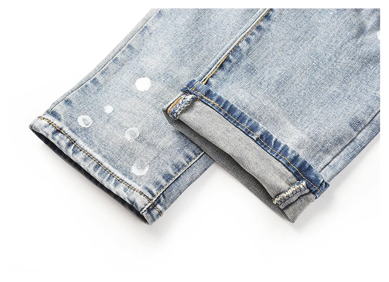 graffiti printed ripped destroied denim jean mens distressed biker jeans with sequins 2018 fashion high street slim pants jogger unique joggers style 3356