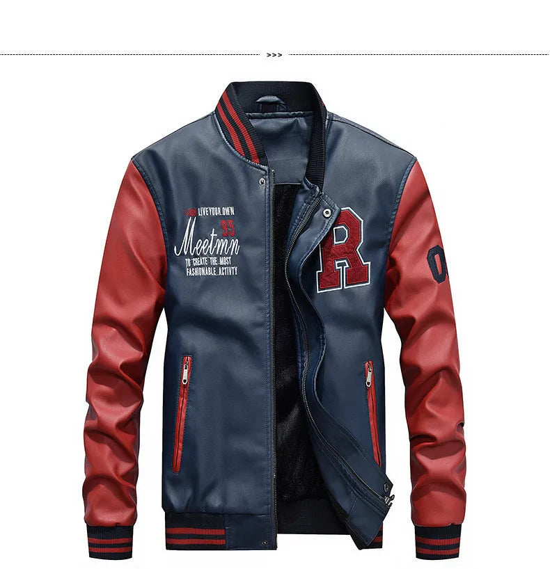 Embroidery Baseball Jackets Mens Fashion Pu Leather Coats 2018 New Hip Hop Streetwear Winter Warm Bomber Jacket Outwear