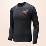 grunge knit sweater with heavyweight fabric, layered urban look for cold weather, street fashion menswear trend for seasonal 