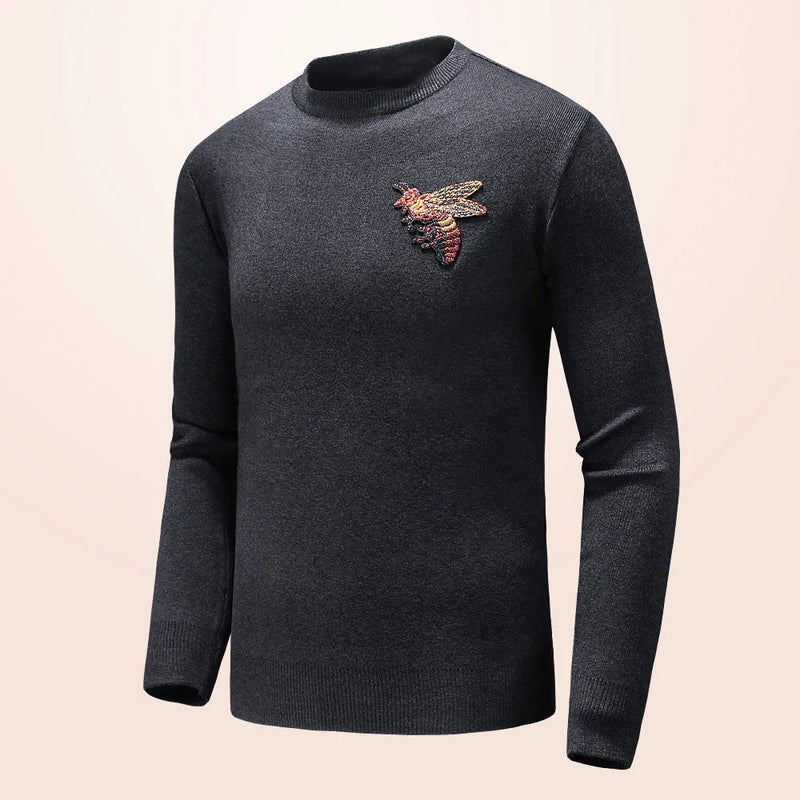 grunge knit sweater with heavyweight fabric, layered urban look for cold weather, street fashion menswear trend for seasonal 