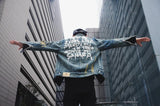 style everyday letters-print-destroyed-hole-jean-jacket-coat-men-zipper-open-sleeve-distressed-denim-streetwear-autumn-hip-hop-outerwear-jacket unisex fit material essential print fashion - high quality oversized style wear design image premium hop hip graphic a830bc urban streetwear casual streetwear design ID 05810