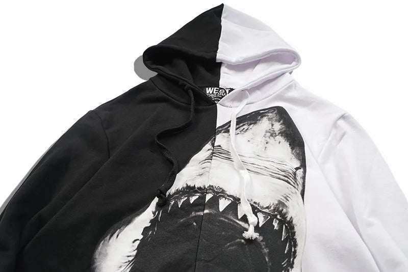 New Baolideng High Men Shark Teeth Yin Yang Hoodies Hoody Hooded Sweat