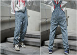 hip hop denim suspender trousers 2019 spring mens new fashion embroidery denim jeans jumpsuit loose straight casual pants unique jeans style 875