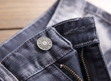 fashion ripped biker jeans denim distressed trousers slim fit zippers hip hop jeans motorcycle pants casual streetwear for men unique jeans style 1946