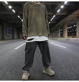 high street vintage wash sweater men loose knitted pullovers long sleeve hip hop oversize sweaters autumn casual jumper knitwear Y2K vintage urban hoodie, aesthetic street look hoodie, high quality cotton pullover