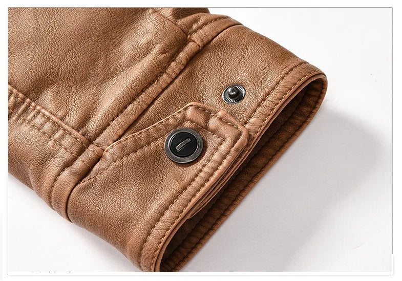 retro leather jacket men stand collar locomotive coat autumn winter casual plus size motorcycle male warm biker outerwear nan - variant style 81a85b for streetwear fashion