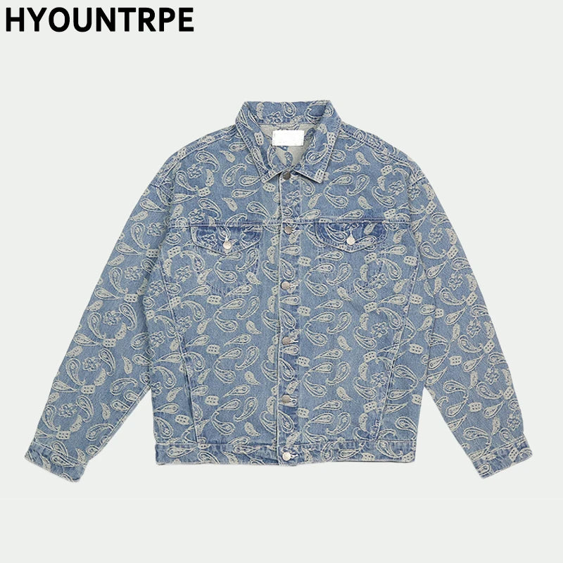 mens embroidery denim jackets fashion turn down collar long sleeve jean outerwear new spring casual streetwear jeans nan jack - variant style c2078d for streetwear fashion