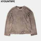 high street vintage wash sweater men loose knitted pullovers long sleeve hip hop oversize sweaters autumn casual jumper knitwear unique limited edition hoodie, oversized graphic print design, streetwear fashion hoodie