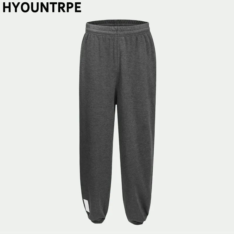 high street loose fit drawstring pants casual spring new trousers black sportswear jogger pants fashion hip hop clothing for men unique joggers style 1492