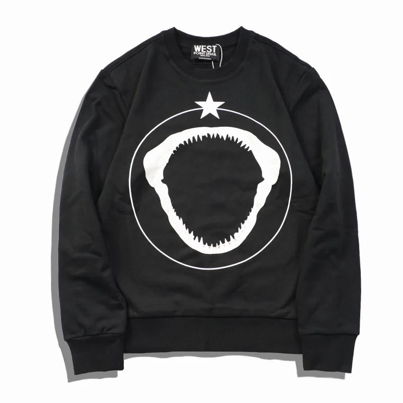 New 2019 Men Shark Teeth Bone Gentleman Hoodies Hoody Hooded Sweatshir