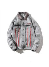 streetwear jacket featuring hi street men 2018 new autumn winter denim jacket washed patchwork red stripe distressed denim man slim fit streetwear jeans ja design – premium quality jacket for men