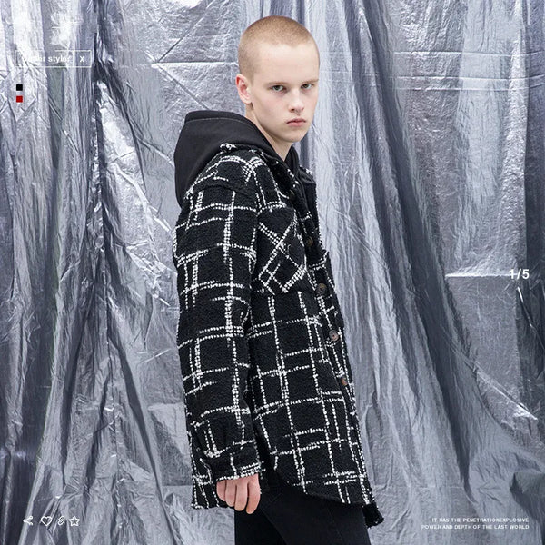 oversized fit featuring fashion plaid shirt parkas jackets men single breasted long sleeve top hip hop loose coats 2018 new autumn warm outerwear jacket design – premium quality jacket for men