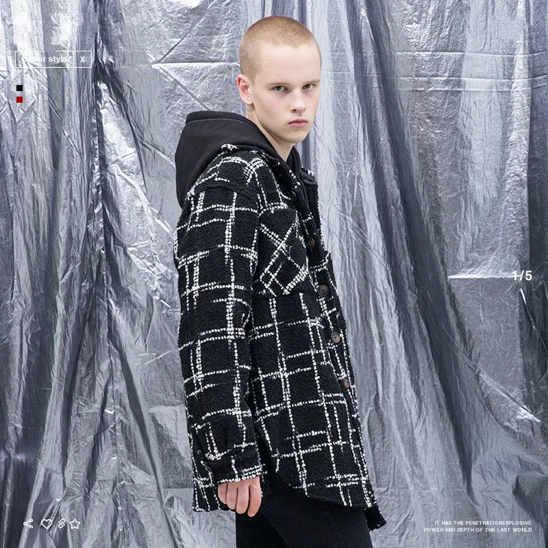 oversized fit featuring fashion plaid shirt parkas jackets men single breasted long sleeve top hip hop loose coats 2018 new autumn warm outerwear jacket design – premium quality jacket for men