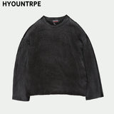 high street vintage wash sweater men loose knitted pullovers long sleeve hip hop oversize sweaters autumn casual jumper knitwear oversized graphic print design, urban wear with bold artwork, streetwear fashion hoodie