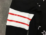 New High Striped Stitching Star Unisex Hoodies Hoody Hooded Sweatshirt