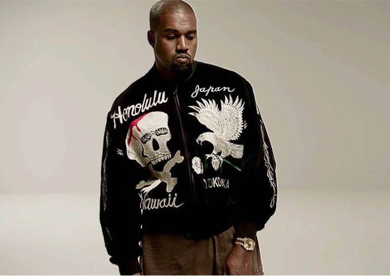 retro black embroidery jacket outwear men vintage skull floral mens jackets and coats japanese streetwear hip hop bomber nan  - variant style 50ff51 for streetwear fashion
