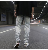 bottom zipper knee holes denim jeans destroyed ripped slim mens biker jeans new men fashion streetwear hip hop pants joggers unique joggers style 3402