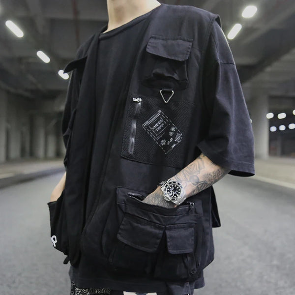 winter street style featuring high street pockets vests men letter cargo waistcoat zipper military jacket 2018 new hip hop streetwear tactical vest sweatshirt design – premium quality jacket for men