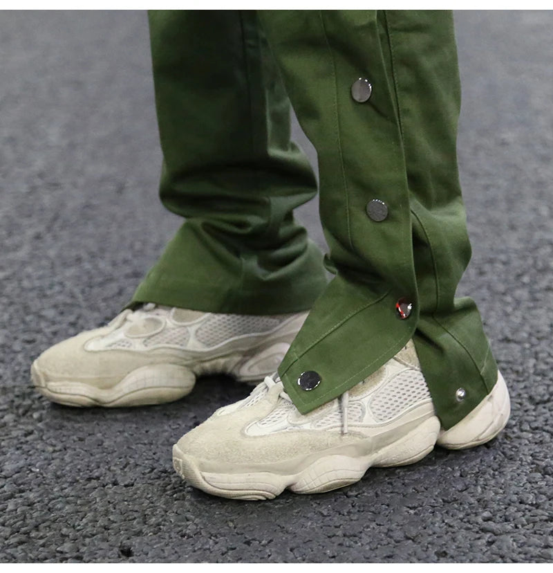 mens casual hip hop joggers side button trouser elastic waist drawstring sweatpants 2019 new cargo pockets streetwear man pants unique joggers style 2434