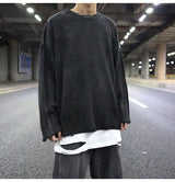 high street vintage wash sweater men loose knitted pullovers long sleeve hip hop oversize sweaters autumn casual jumper knitwear urban wear with bold artwork, streetwear fashion hoodie, aesthetic street look hoodie