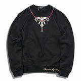 New 2019 Men Turquoise Embroidery Eagle Feathers Hoodies Hoody Hooded