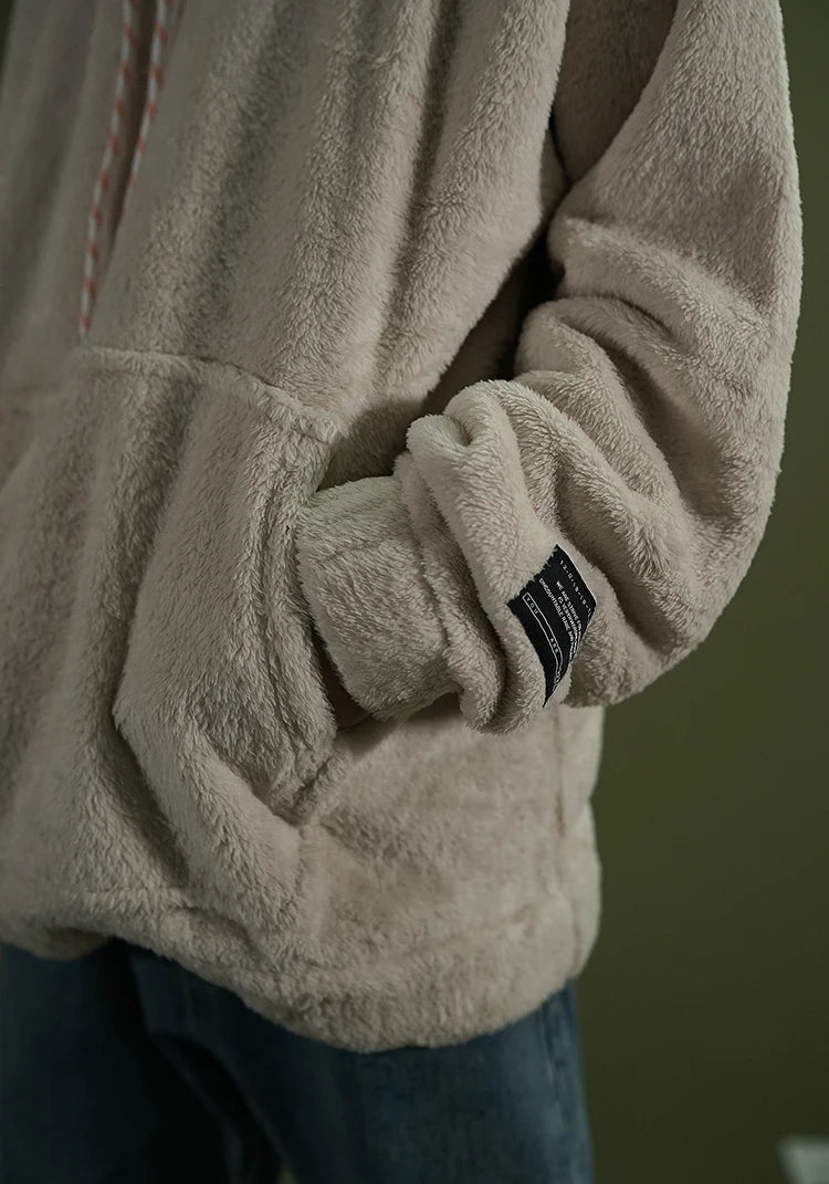 Warm Hoodies Mens 2018 Autumn Winter Hairy Sweatshirts Hip Hop Casual
