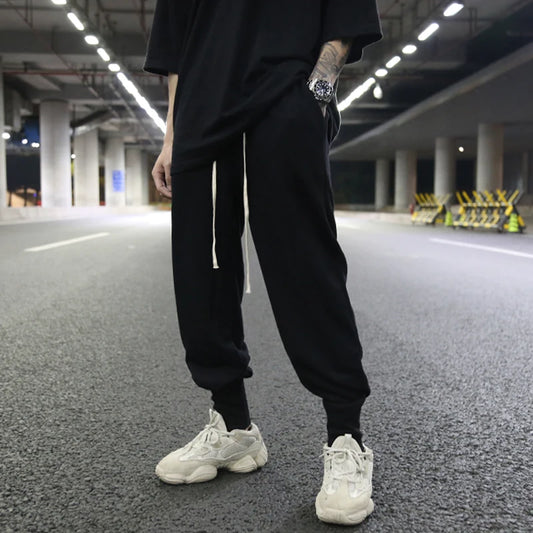 high street loose drawstring pants casual autumn new trousers black sportswear jogger pants fashion hip hop clothing for men urban active pants
