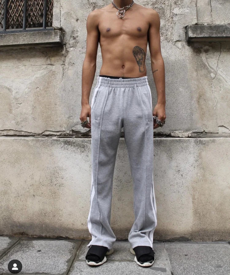 bottom zipper wide leg pants mens fashion straight trousers new loose hip hop streetwear men casual spring summer long pant unique default style 2305