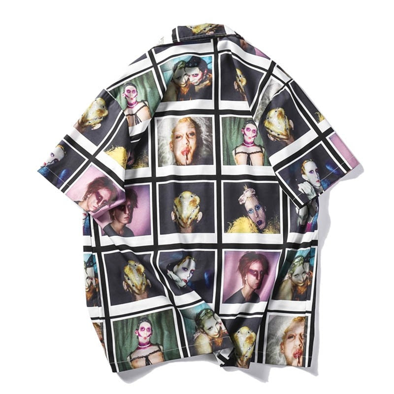 "Two Face" Unisex Men Women Streetwear Graphic Button Shirt Daulet Apparel