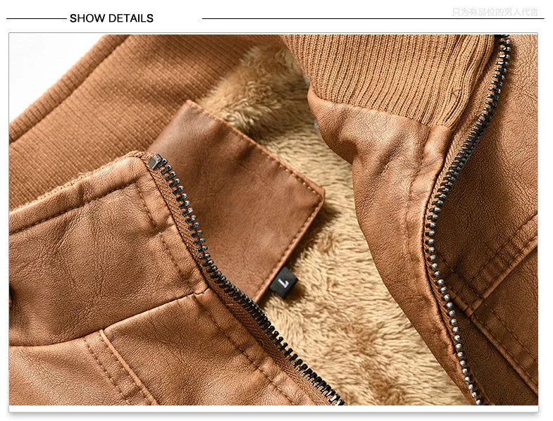 retro leather jacket men stand collar locomotive coat autumn winter casual plus size motorcycle male warm biker outerwear nan - variant style e915db for streetwear fashion