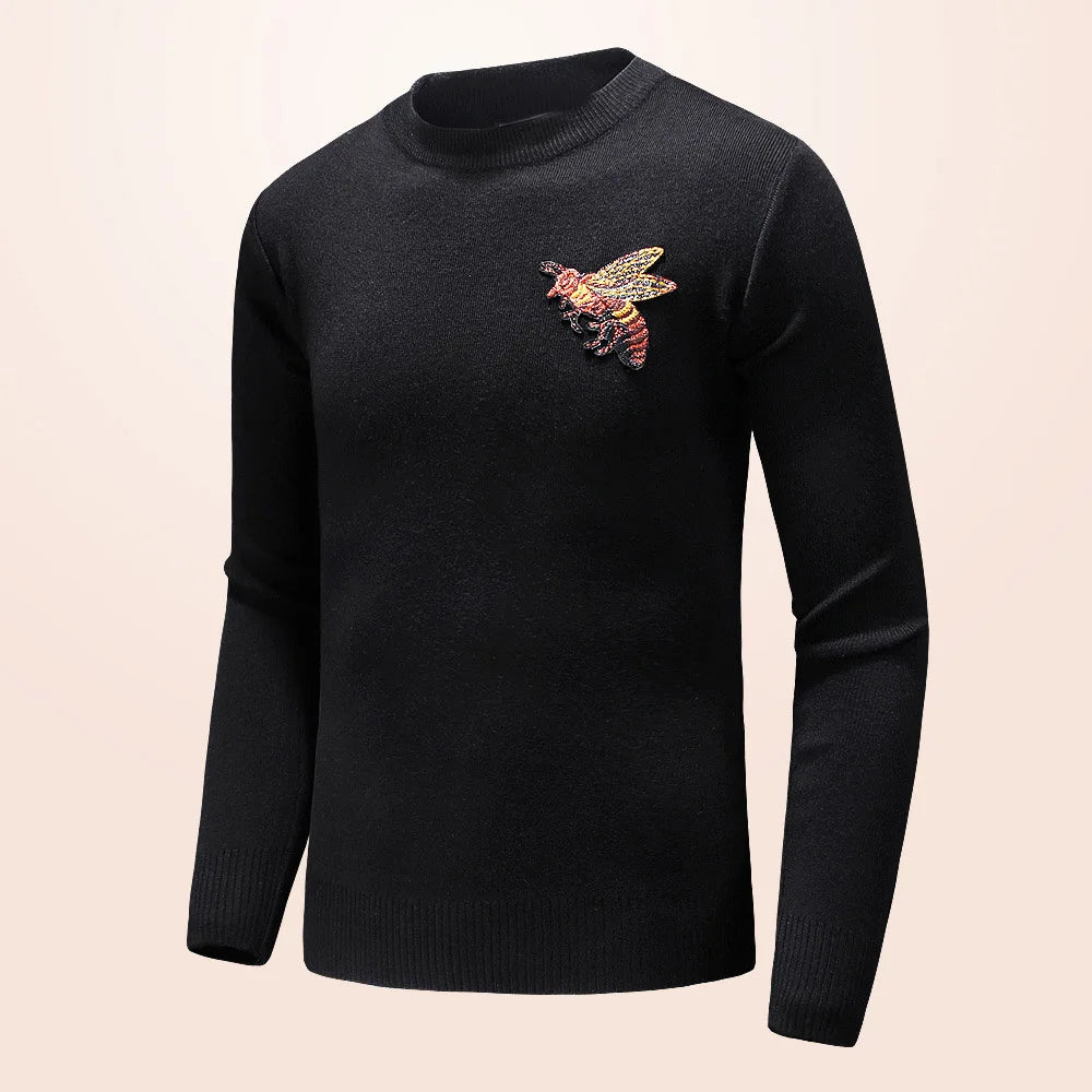 varsity flame pullover for men with bold graphic knit design, perfect for 2025 fashion, street fashion menswear trend for sea