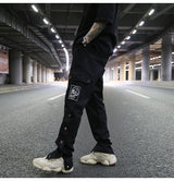 mens casual hip hop joggers side button trouser elastic waist drawstring sweatpants 2019 new cargo pockets streetwear man pants unique joggers style 2427