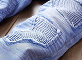 fashion ripped biker jeans denim distressed trousers slim fit zippers hip hop jeans motorcycle pants casual streetwear for men unique jeans style 1951