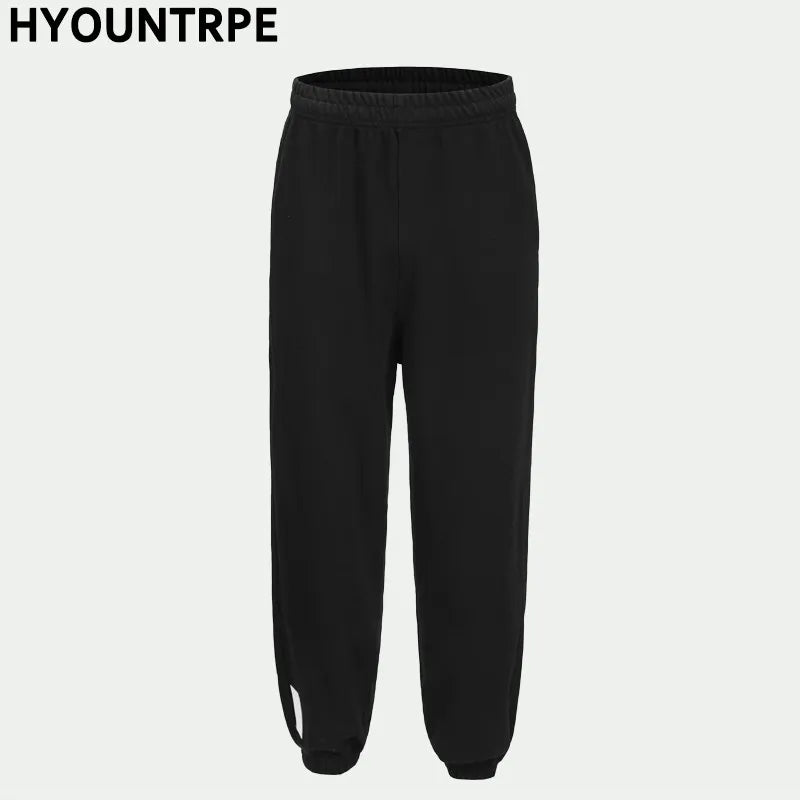 high street loose fit drawstring pants casual spring new trousers black sportswear jogger pants fashion hip hop clothing for men unique joggers style 1490