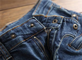 mens knee pleated ripped denim jeans fashion patchwork camouflage retro blue motorcycle trousers hiphop streetwear biker pants unique jeans style 1065