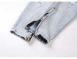 bottom zipper knee holes denim jeans destroyed ripped slim mens biker jeans new men fashion streetwear hip hop pants joggers unique joggers style 3417