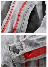 oversized fit featuring hi street men 2018 new autumn winter denim jacket washed patchwork red stripe distressed denim man slim fit streetwear jeans ja design – premium quality jacket for men