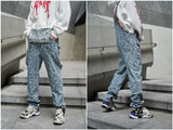 hip hop denim suspender trousers 2019 spring mens new fashion embroidery denim jeans jumpsuit loose straight casual pants unique jeans style 878