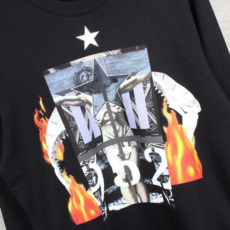 New High Flame Cross Jesus Star Unisex Hoodies Hoody Hooded Sweatshirt