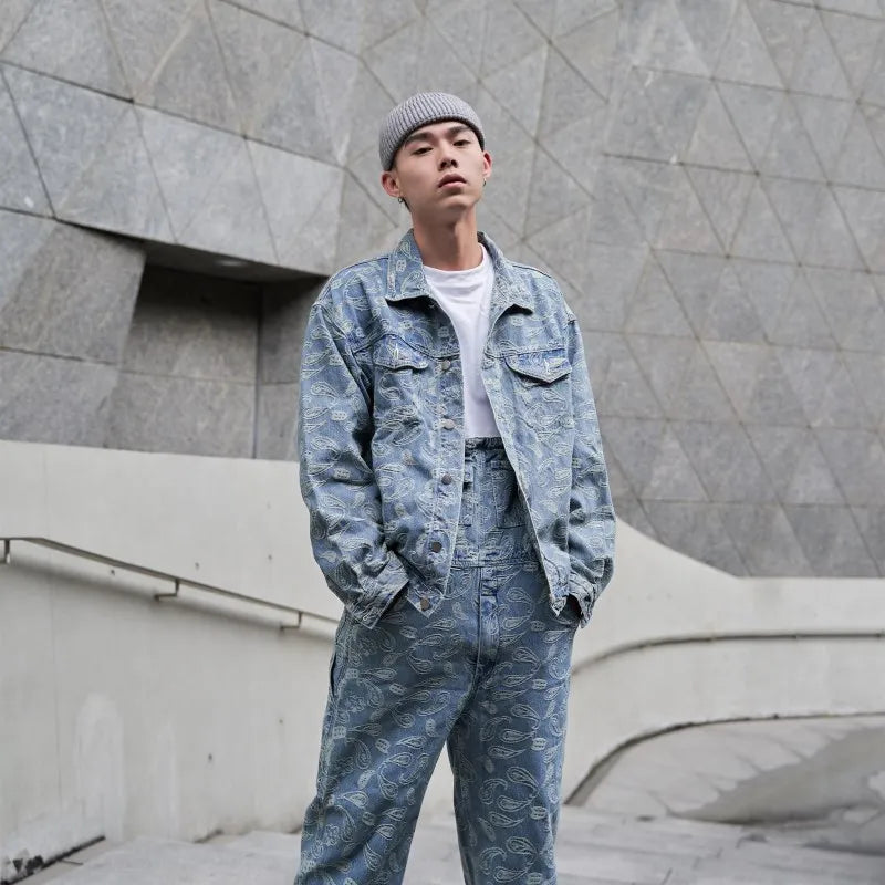 mens embroidery denim jackets fashion turn down collar long sleeve jean outerwear new spring casual streetwear jeans blue jac - variant style 6fa0ca for streetwear fashion