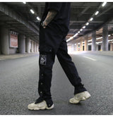 mens casual hip hop joggers side button trouser elastic waist drawstring sweatpants 2019 new cargo pockets streetwear man pants unique joggers style 2428