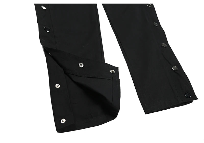 mens casual hip hop joggers side button trouser elastic waist drawstring sweatpants 2019 new cargo pockets streetwear man pants unique joggers style 2441