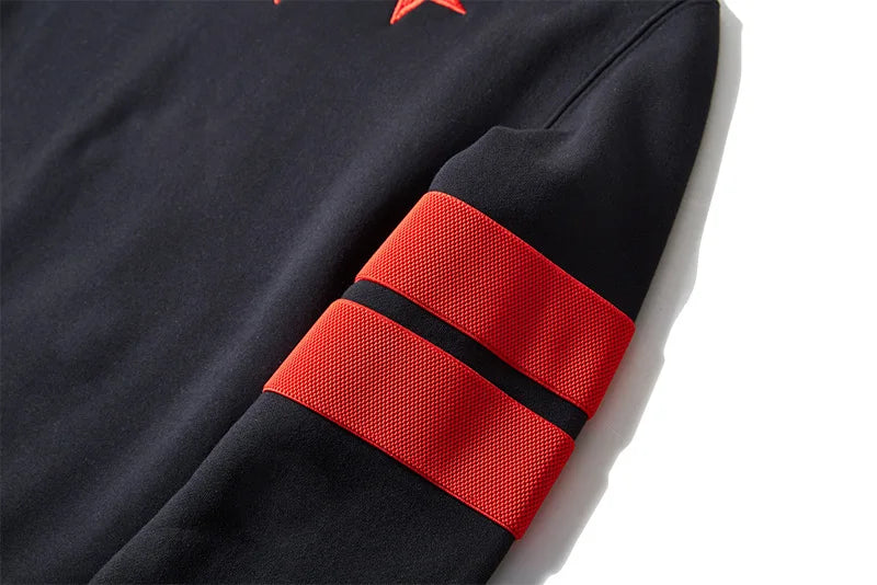 New 2018 Men Embroidered Stars Stripes Hoodies Hoody Hooded Sweatshirt