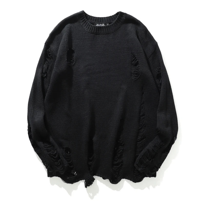 techwear flame knit sweater with structured oversized fit, ideal for cold streetwear layers, men’s streetwear clothing piece 